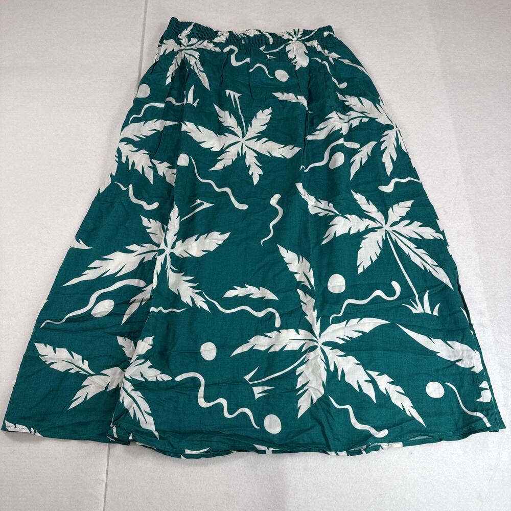 Vintage Michele Leslie California Tropical Palm Tree Skirt Teal White Resort USA